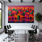 Bunte Abstracte Stadtlandschaft Mit Reflexionen