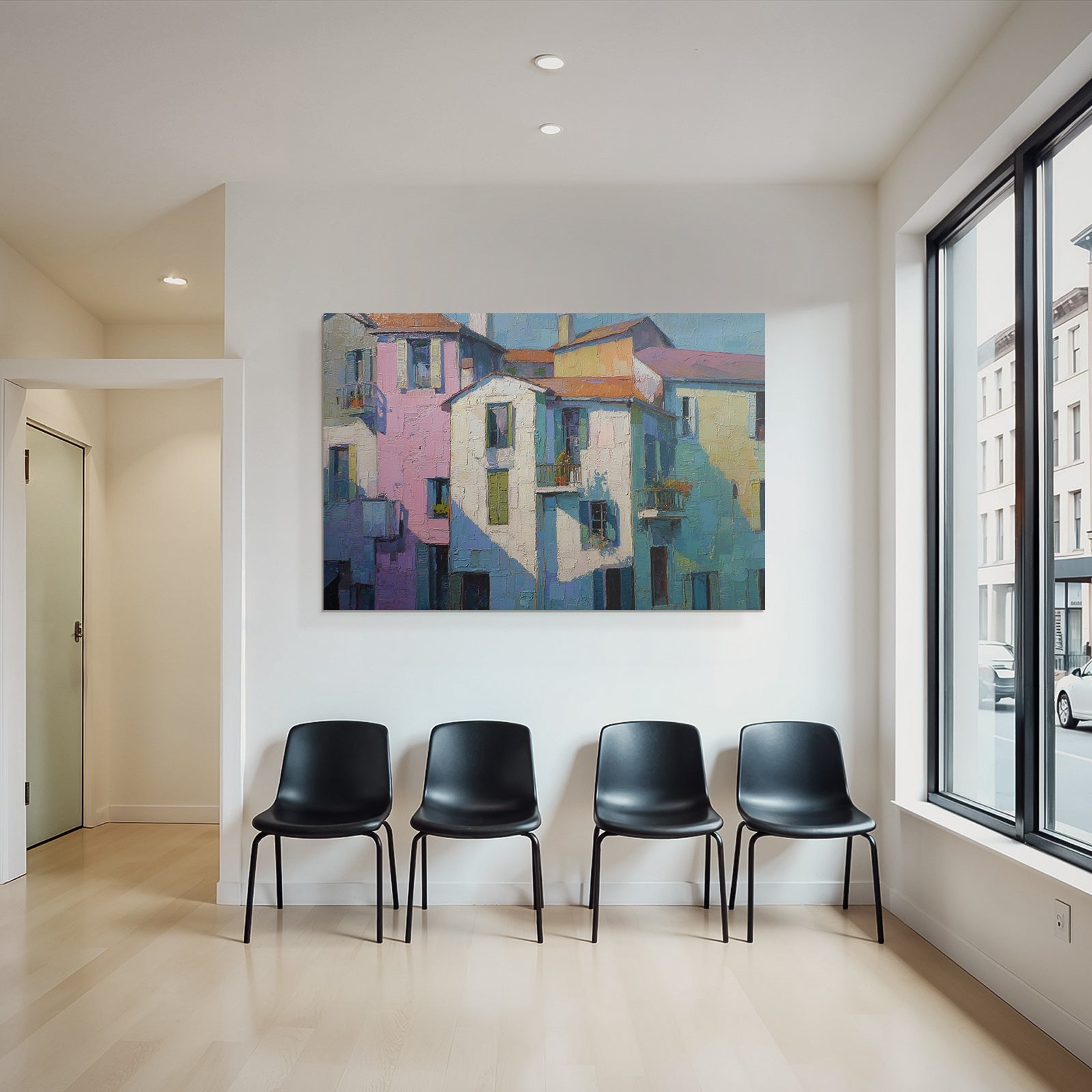 Bunte Strassenszene Mit Architektur Mediterraner Stil