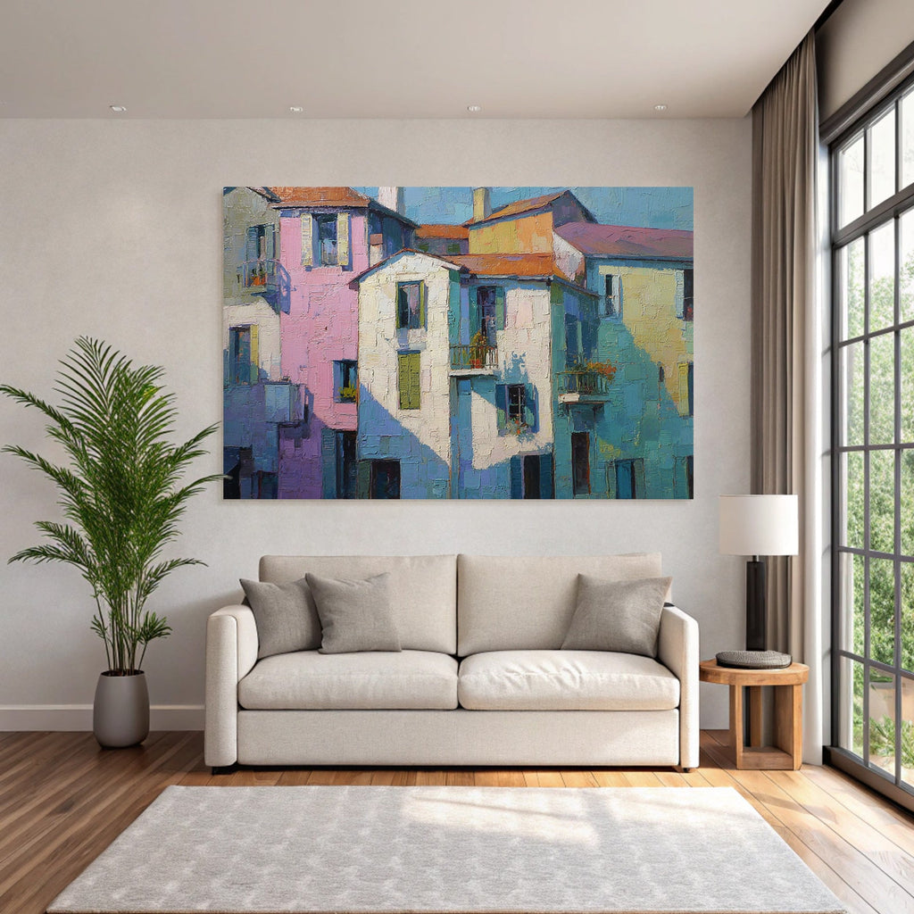 Bunte Strassenszene Mit Architektur Mediterraner Stil