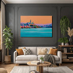 Riverside Stadtansicht Vibrante Farben Impressionistisch
