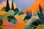 Vibrante Farbige Landschaft Mit Pfads Und Bunten Pflanzen | Gruen Rosa Orange Lila | Farbenwelten