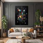 Neon Und Popfarben Abstract Digitale Kunst Geometrische Formen Schwarzer Hintergrund