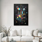 Neon Und Popfarben Abstract Digitale Kunst Geometrische Formen Schwarzer Hintergrund