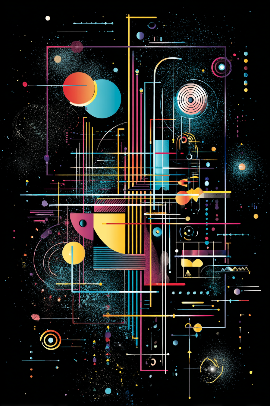 Neon Und Popfarben Abstract Digitale Kunst Geometrische Formen Schwarzer Hintergrund | Neon und Popfarben | Farbenwelten