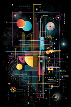 Neon Und Popfarben Abstract Digitale Kunst Geometrische Formen Schwarzer Hintergrund | Neon und Popfarben | Farbenwelten