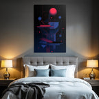 Neon Und Popfarben Abstrakte Digitale Kunst Geometrische Formen Rot Blau Zeitgenössisches Design