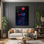 Neon Und Popfarben Abstrakte Digitale Kunst Geometrische Formen Rot Blau Zeitgenössisches Design