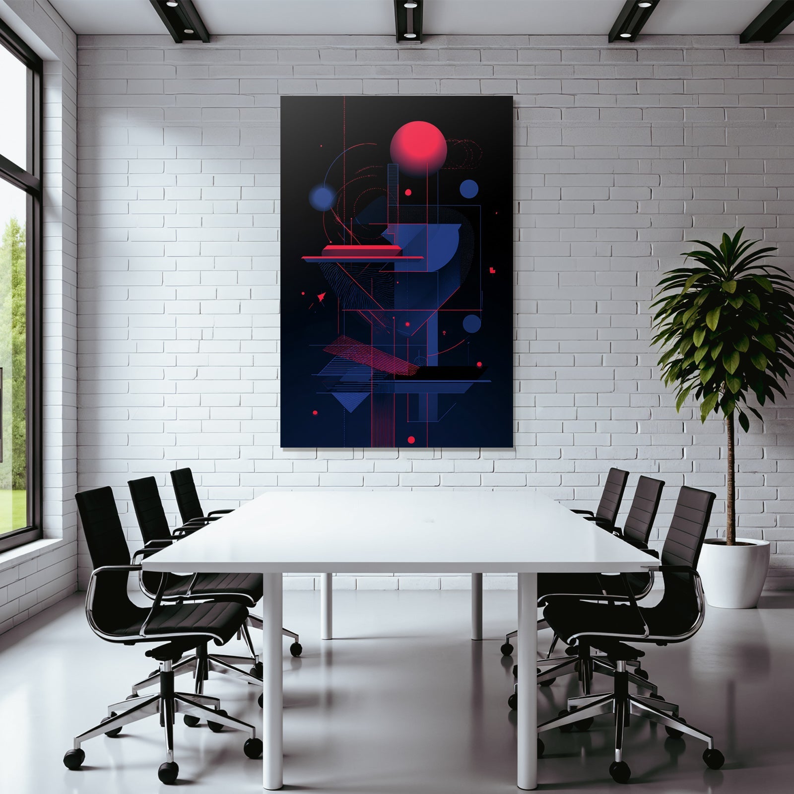 Neon Und Popfarben Abstrakte Digitale Kunst Geometrische Formen Rot Blau Zeitgenössisches Design