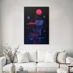 Neon Und Popfarben Abstrakte Digitale Kunst Geometrische Formen Rot Blau Zeitgenössisches Design
