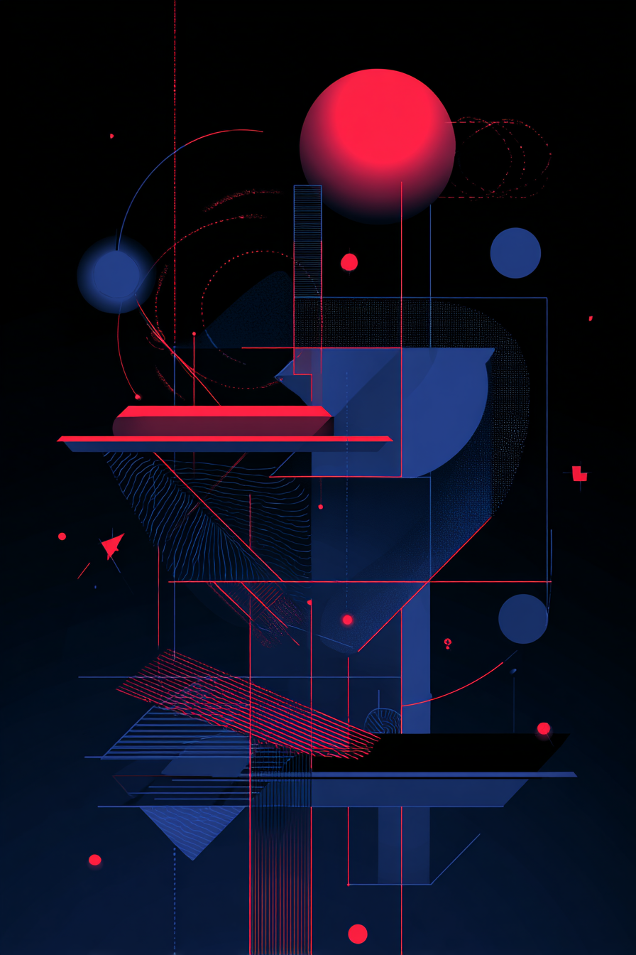 Neon Und Popfarben Abstrakte Digitale Kunst Geometrische Formen Rot Blau Zeitgenössisches Design | Neon und Popfarben | Farbenwelten