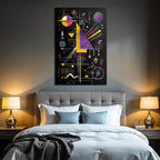 Neon Und Popfarben Abstrakte Geometrische Kunst Mit Vibranten Farben Auf Dunklem Hintergrund