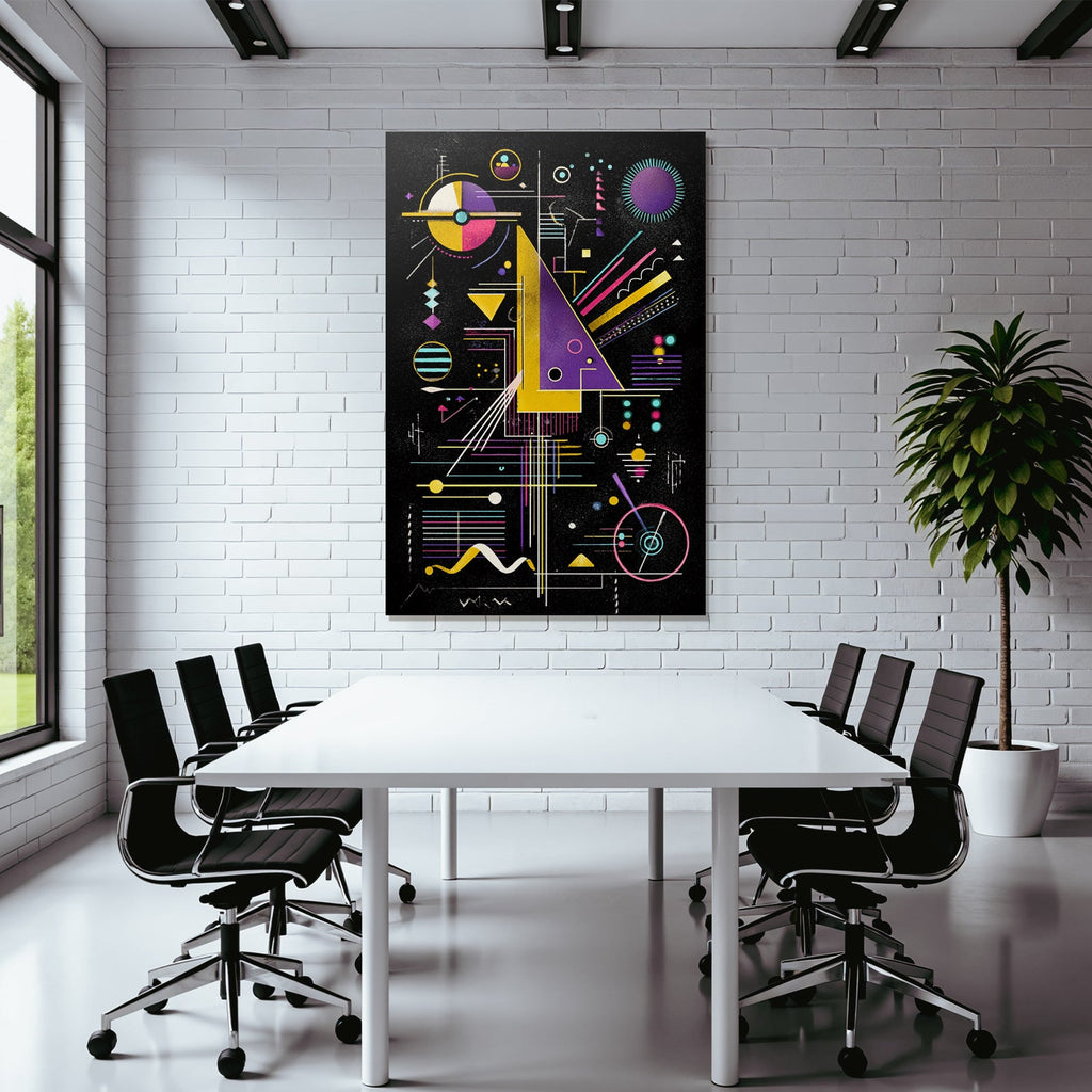 Neon Und Popfarben Abstrakte Geometrische Kunst Mit Vibranten Farben Auf Dunklem Hintergrund