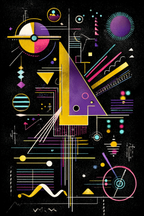 Neon Und Popfarben Abstrakte Geometrische Kunst Mit Vibranten Farben Auf Dunklem Hintergrund | Neon und Popfarben | Farbenwelten