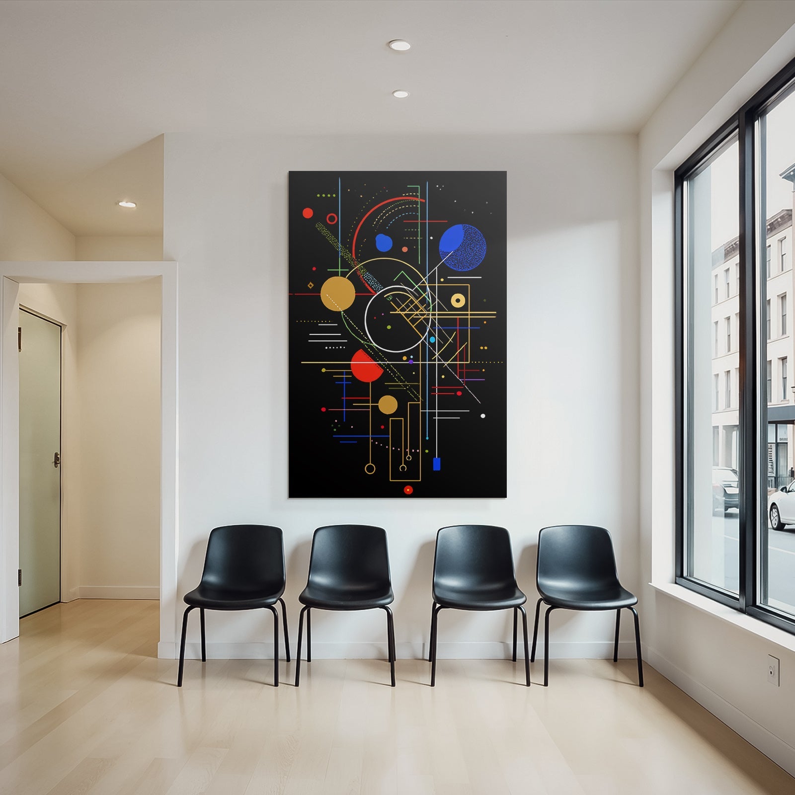 Neon Und Popfarben Abstrakte Geometrische Zusammensetzung Mit Farben Und Formen