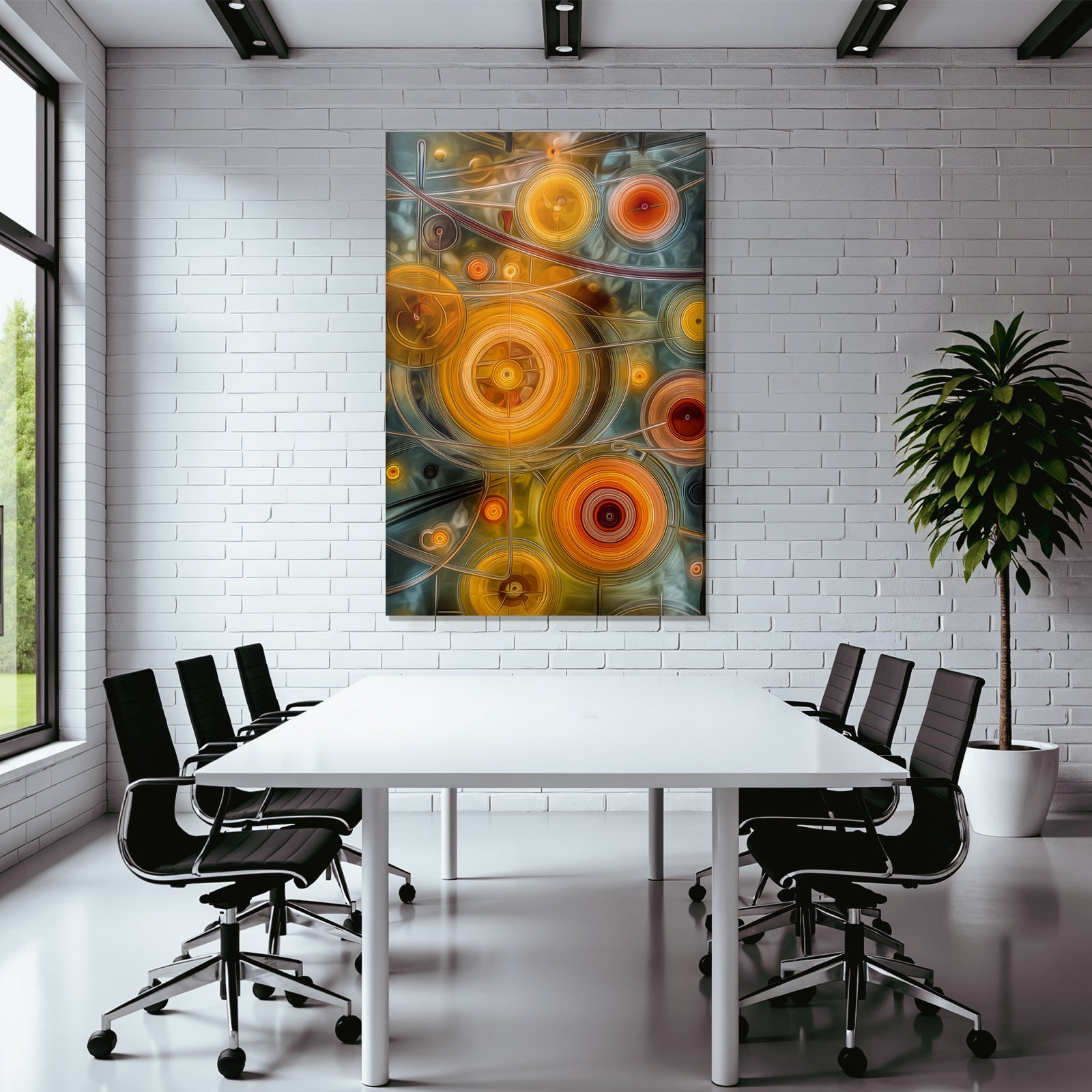 Neon Und Popfarben Abstrakte Kunst Kreisförmige Formen Orange Gelb Kälter Töne Bewegung