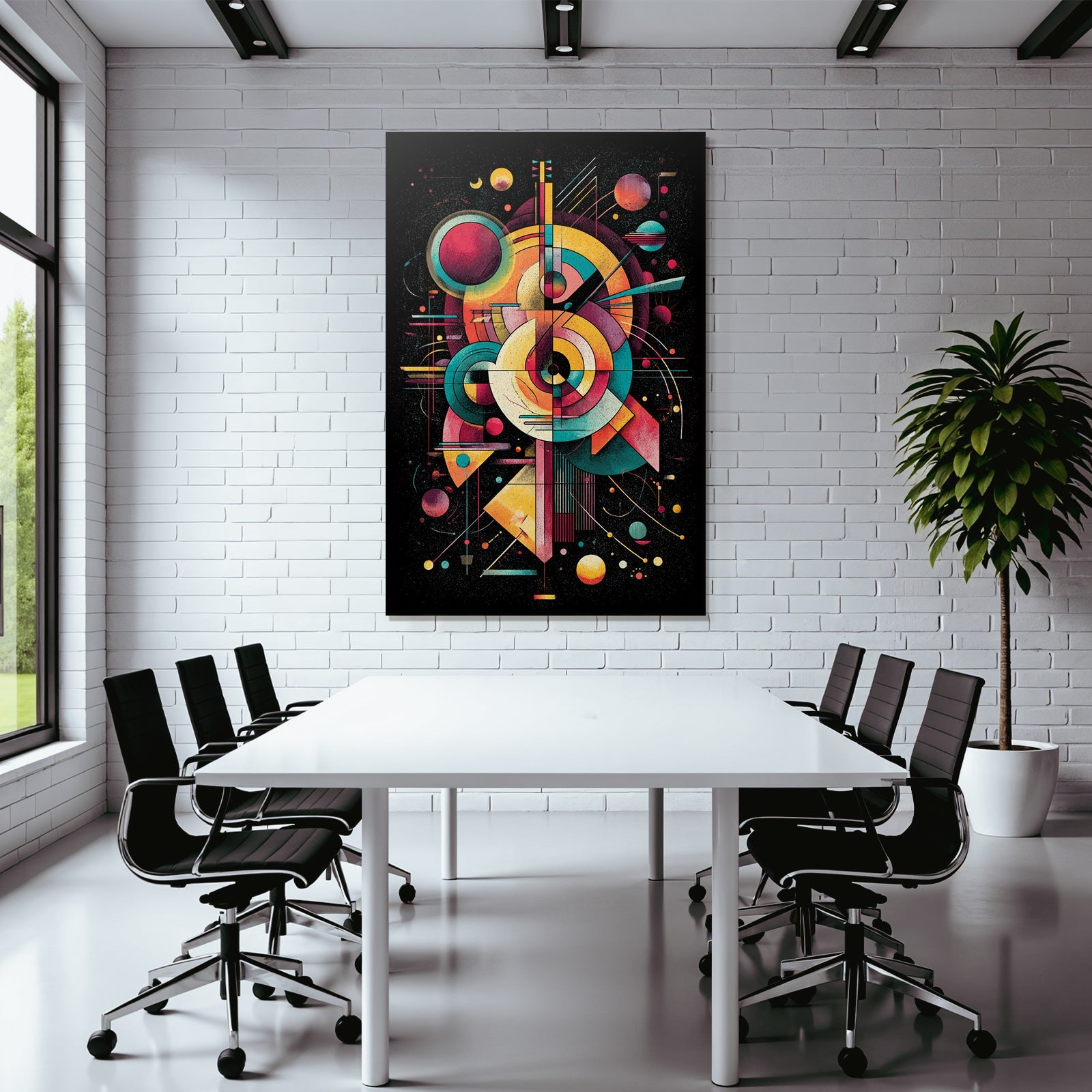 Neon Und Popfarben Abstrakte Kunst Mit Geometrischen Formen Celestischen Themen