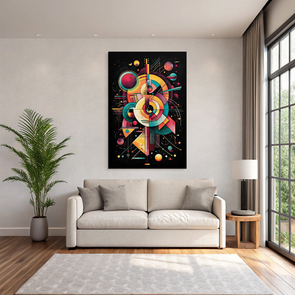 Neon Und Popfarben Abstrakte Kunst Mit Geometrischen Formen Celestischen Themen