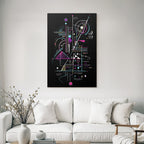 Neon Und Popfarben Abstrakte Kunst Mit Geometrischen Formen Und Farben Auf Schwarzem Hintergrund