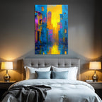 Neon and pop colors abstract city scene sunset color rendering