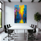 Neon and pop colors abstract city scene sunset color rendering