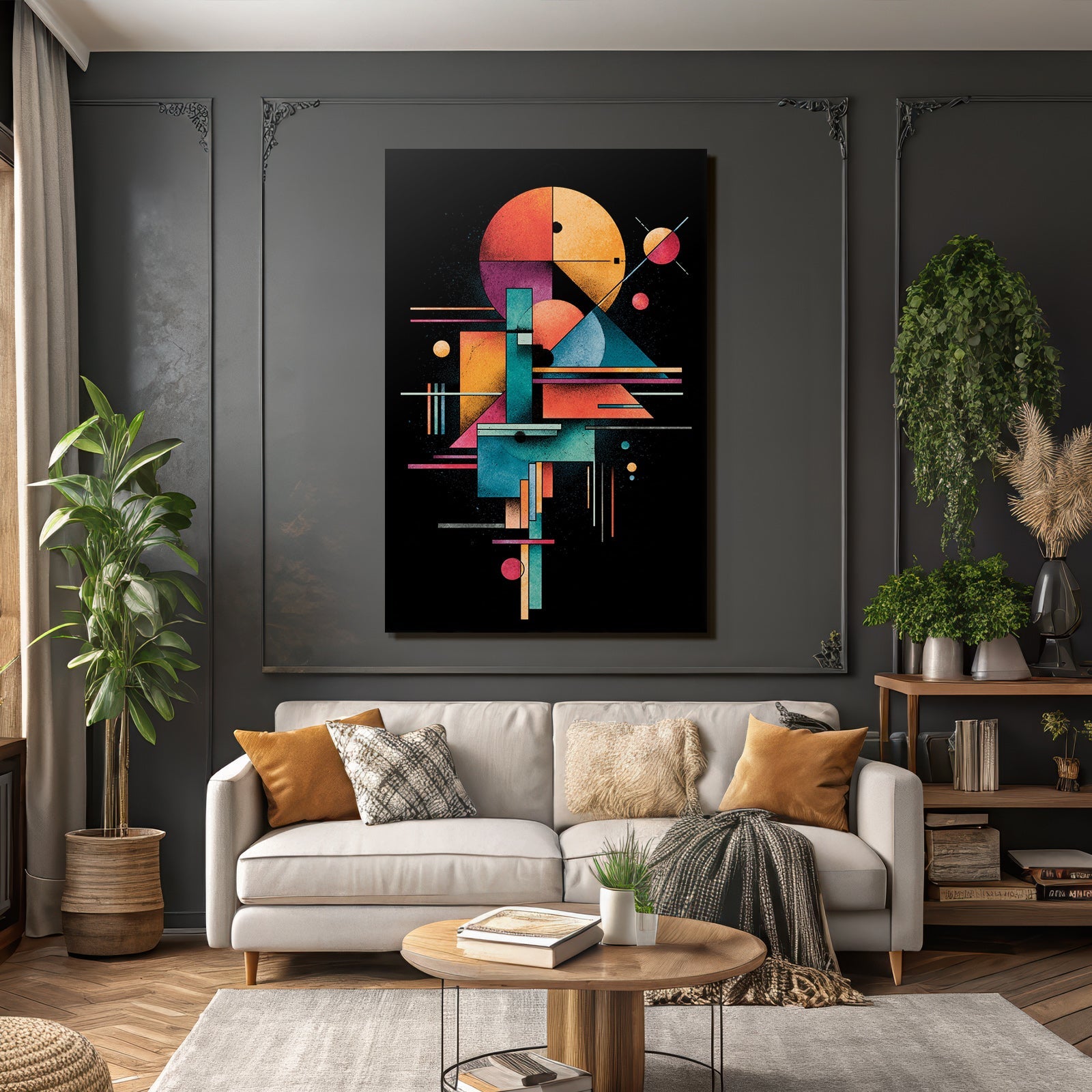 Neon Und Popfarben Abstraktes Arrangement Geometrischer Formen Mit Vibranten Farben