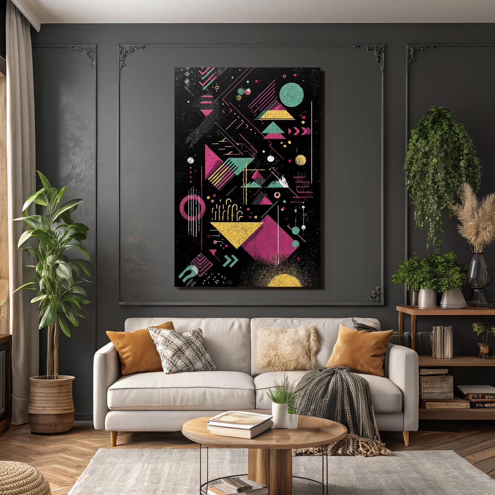 Neon Und Popfarben Abstraktes Design Geometrische Formen Moderne Grafik