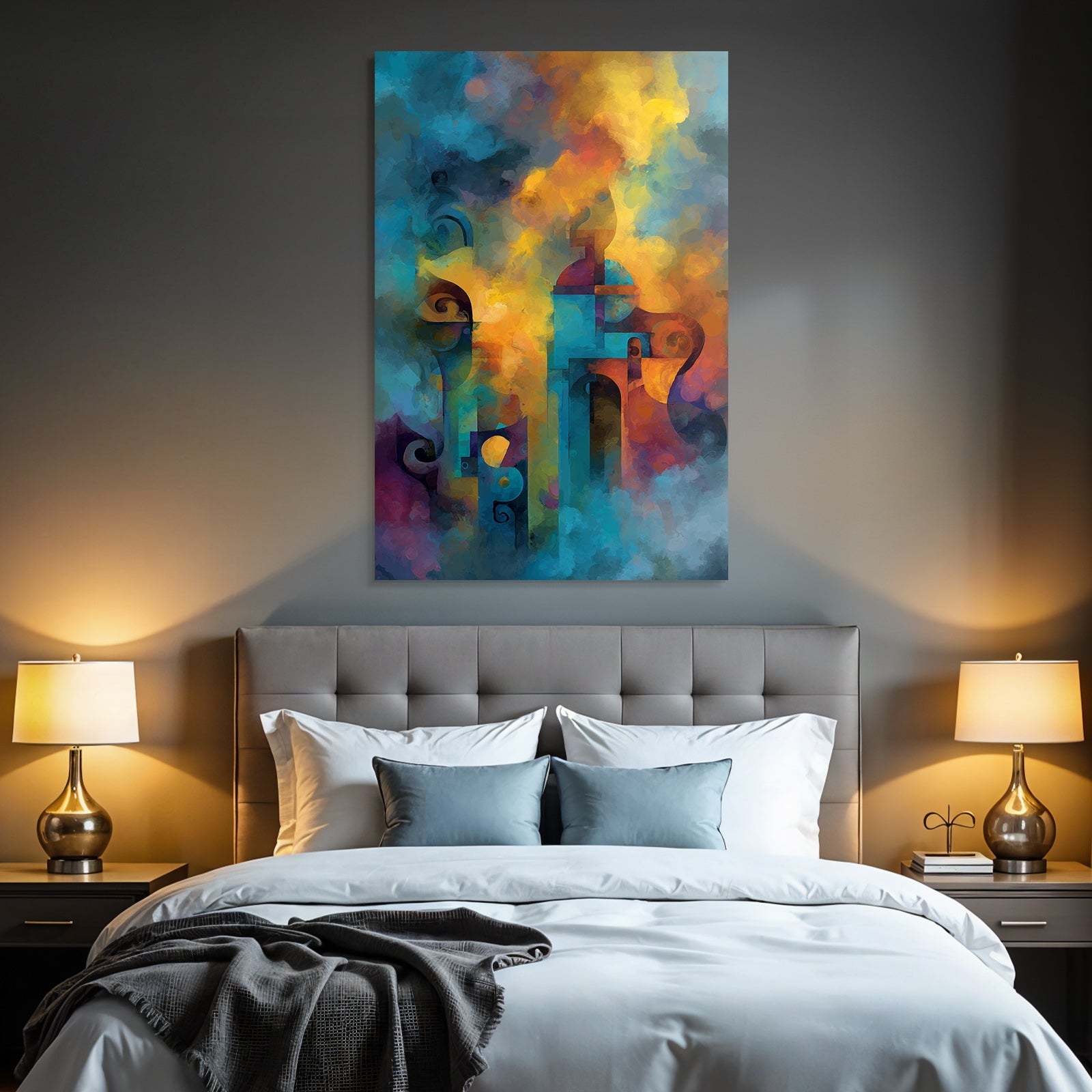 Neon and pop colors Abstract painting Vibrant colors Shapes Dynamic composition