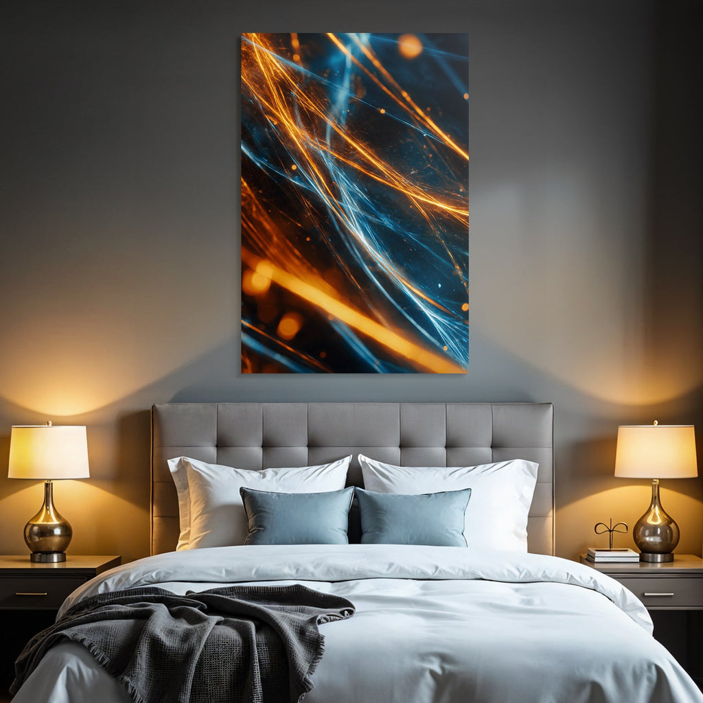 Neon Und Popfarben Bewegung Energie Dynamische Muster Abstrakte Kunst Orange Blau Licht
