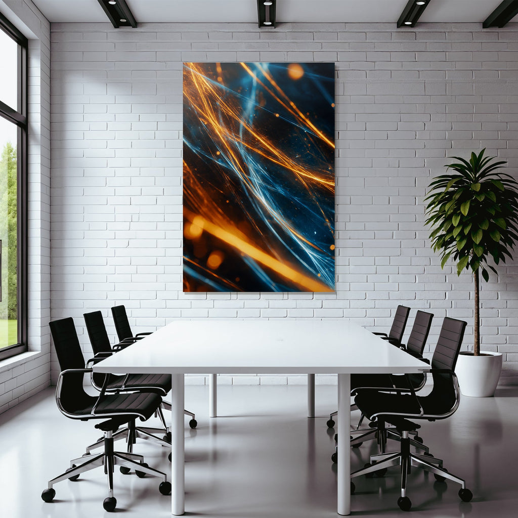 Neon Und Popfarben Bewegung Energie Dynamische Muster Abstrakte Kunst Orange Blau Licht