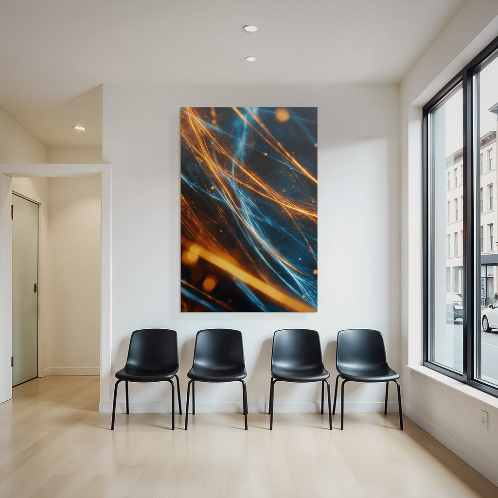 Neon Und Popfarben Bewegung Energie Dynamische Muster Abstrakte Kunst Orange Blau Licht