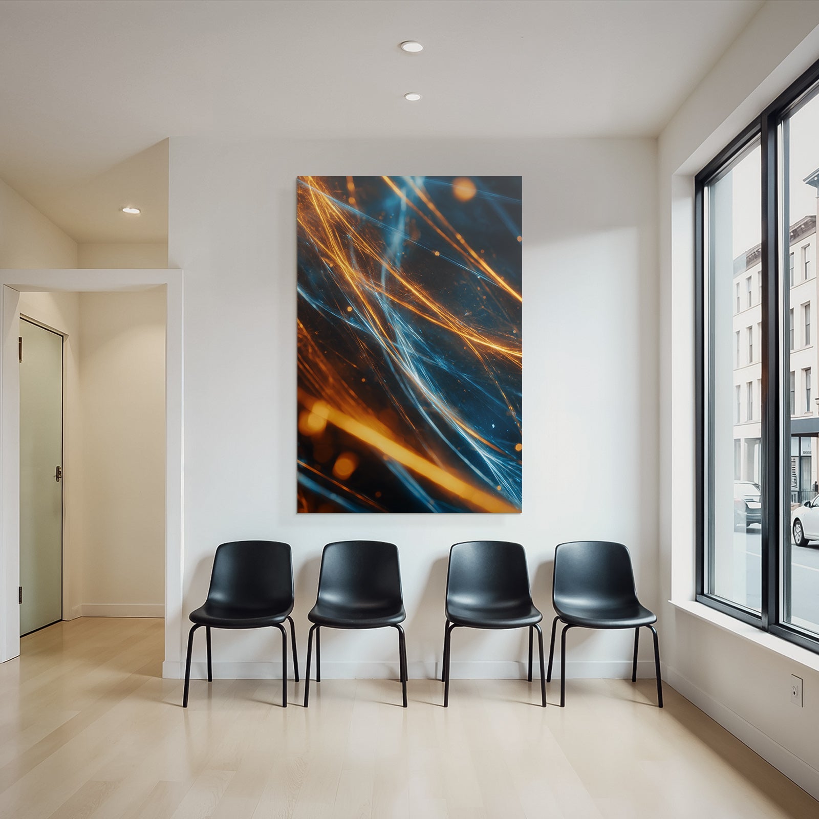Neon Und Popfarben Bewegung Energie Dynamische Muster Abstrakte Kunst Orange Blau Licht