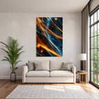 Neon Und Popfarben Bewegung Energie Dynamische Muster Abstrakte Kunst Orange Blau Licht