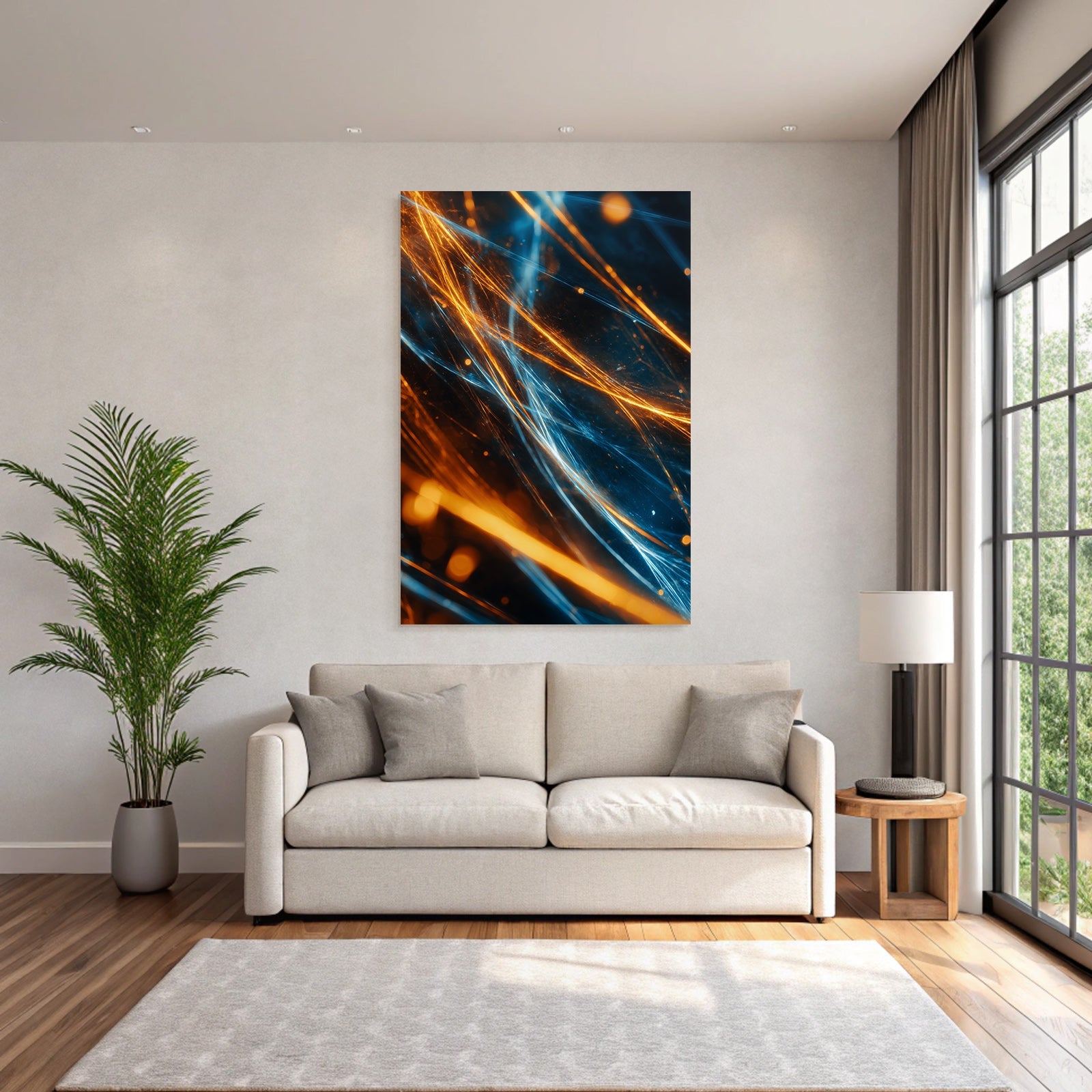 Neon Und Popfarben Bewegung Energie Dynamische Muster Abstrakte Kunst Orange Blau Licht