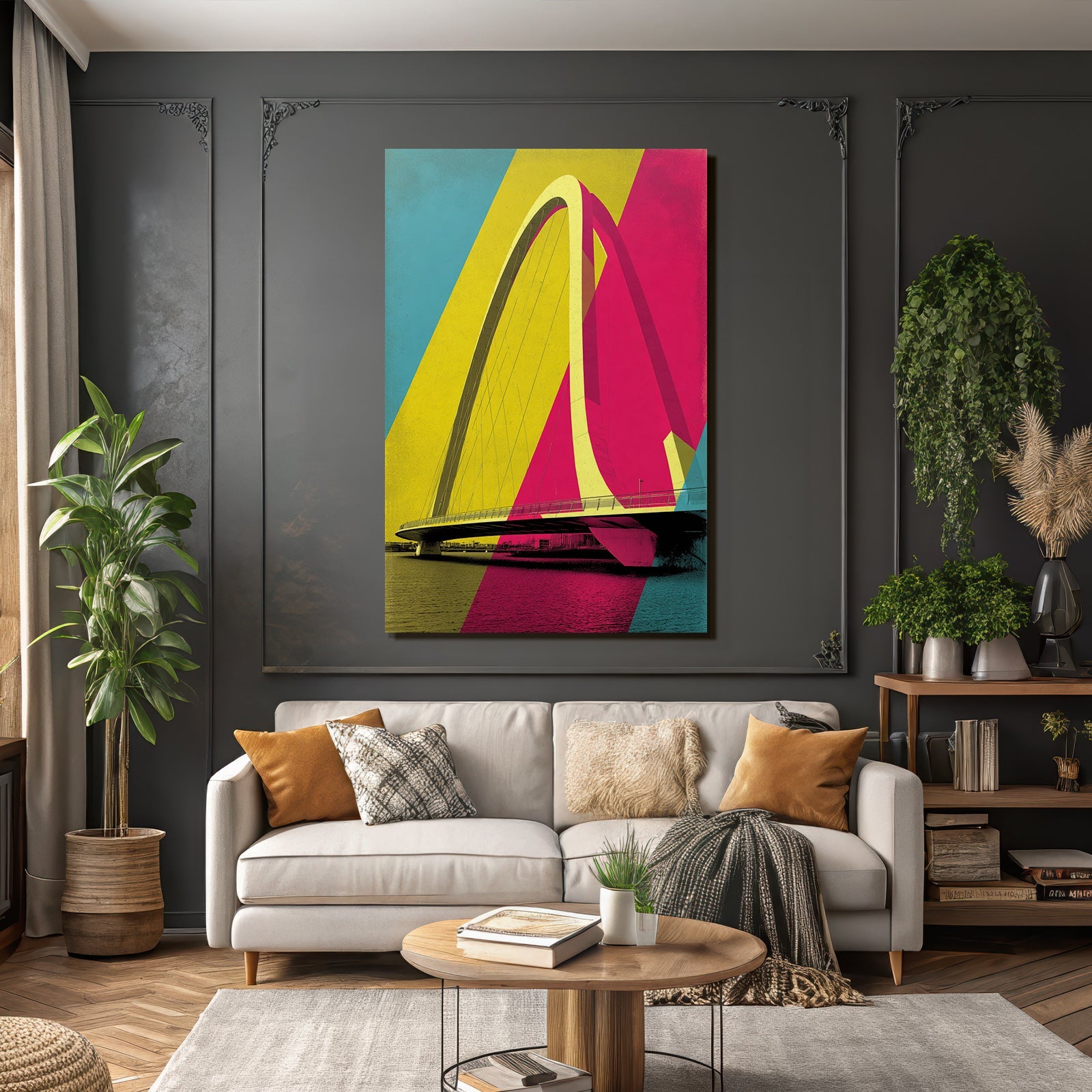 Neon and Pop Colors Bridge Modern Design Geometric Shapes Photography Graphics