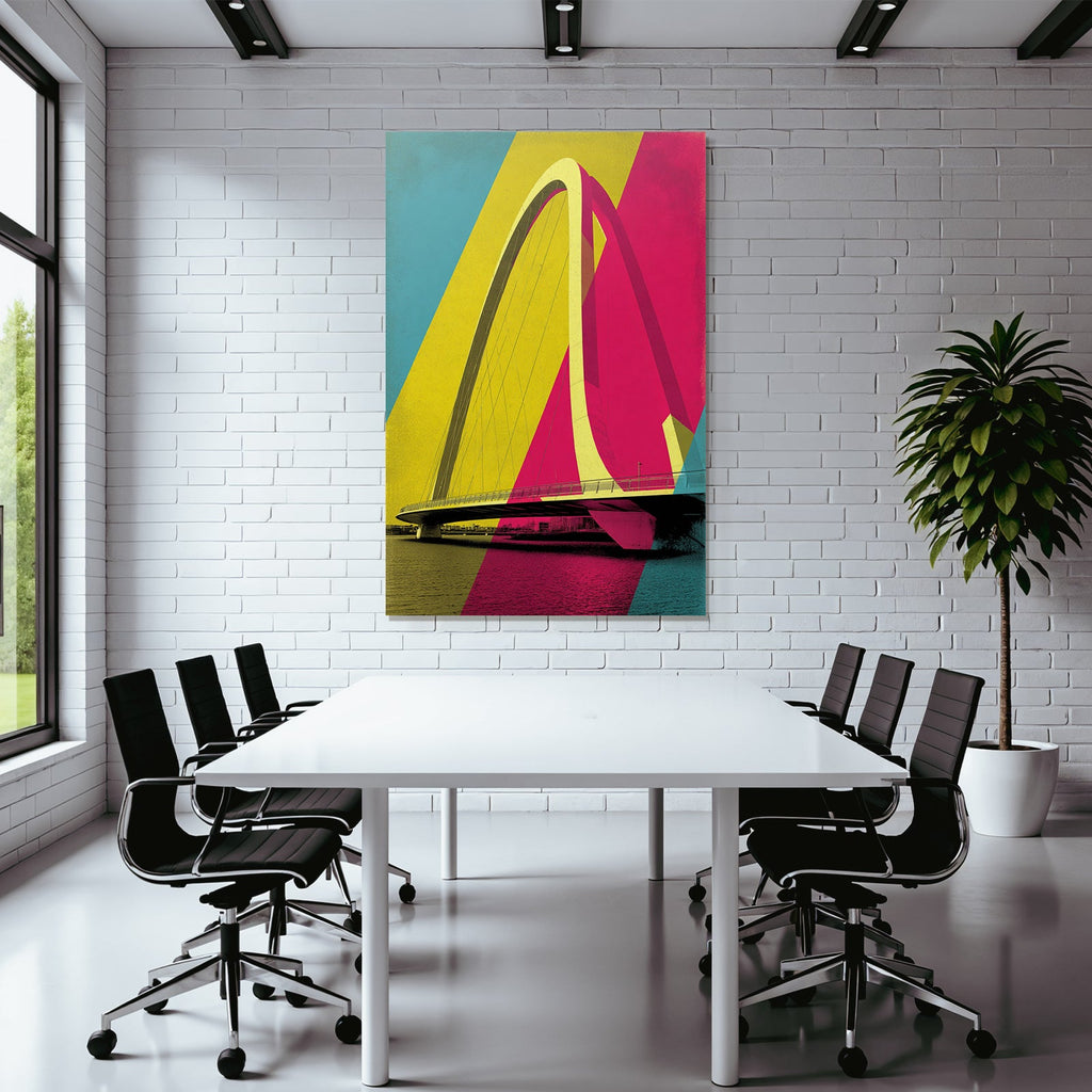 Neon Und Popfarben Brücke Modernes Design Geometrische Formen Fotografie Graphik