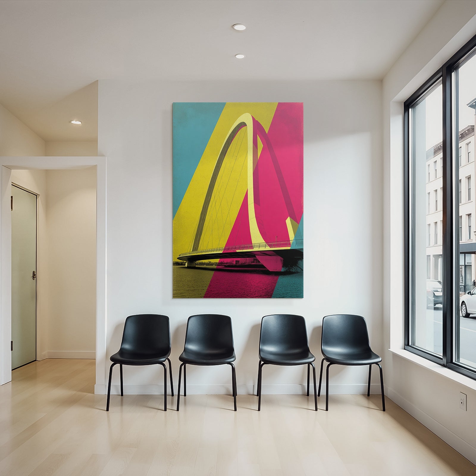 Neon and Pop Colors Bridge Modern Design Geometric Shapes Photography Graphics