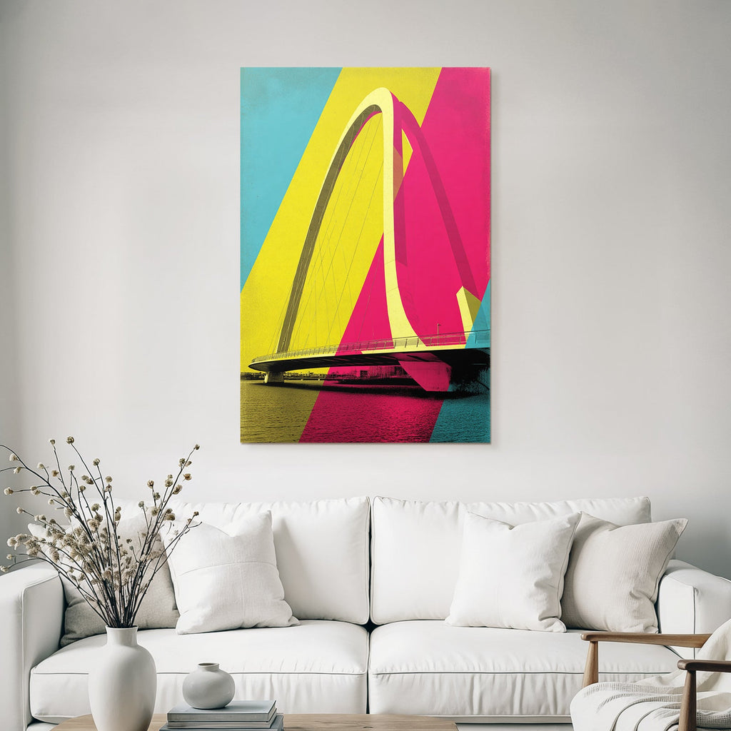 Neon Und Popfarben Brücke Modernes Design Geometrische Formen Fotografie Graphik