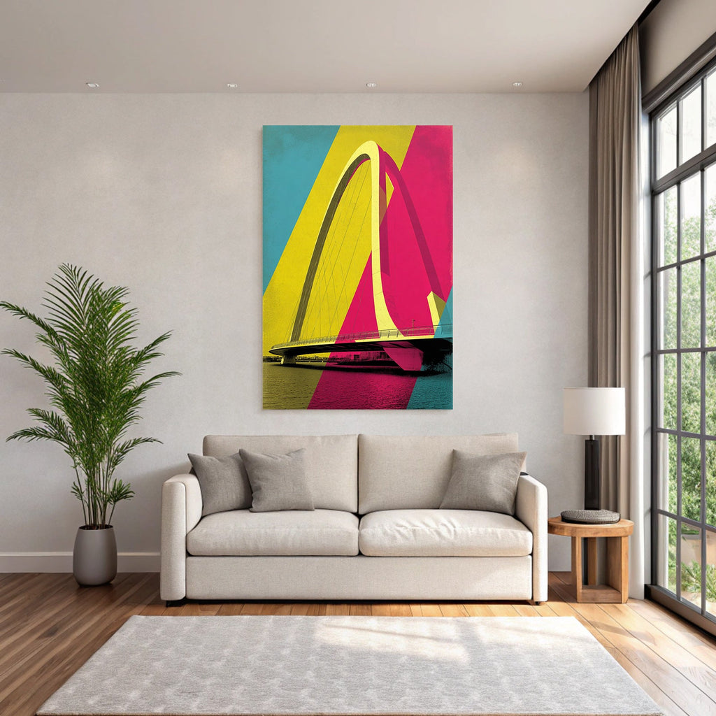Neon Und Popfarben Brücke Modernes Design Geometrische Formen Fotografie Graphik