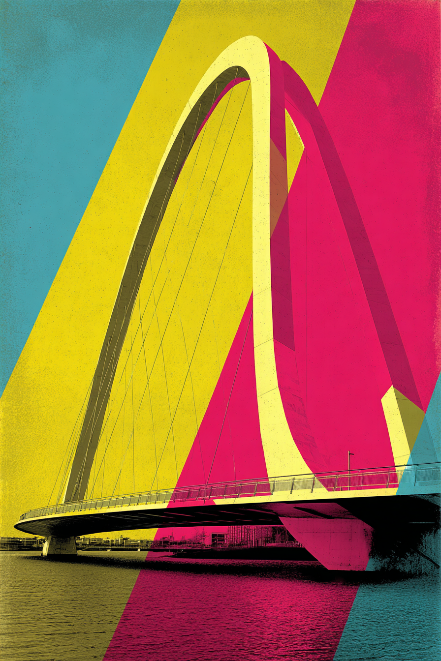 Neon Und Popfarben Brücke Modernes Design Geometrische Formen Fotografie Graphik | Neon und Popfarben | Farbenwelten