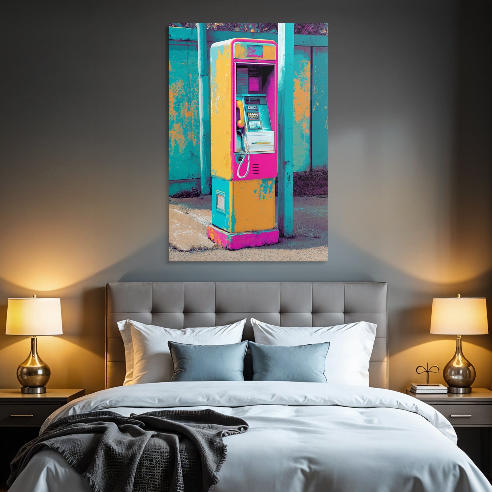 Neon and pop colors colorful vintage coin phone back in time