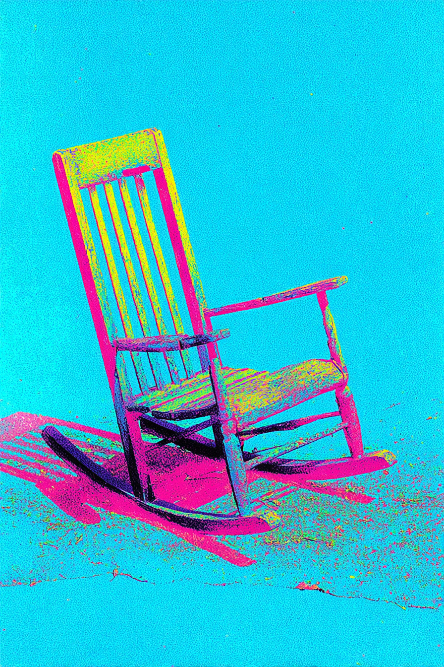 Neon Und Popfarben Bunte Wippstuhl Vibranter Blaür Hintergrund Pop Art Stilisiert | Neon und Popfarben | Farbenwelten