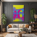 Neon Und Popfarben Digital Art Brücke Über Wasser Vibrante Farben Surreales Design