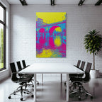 Neon Und Popfarben Digital Art Brücke Über Wasser Vibrante Farben Surreales Design