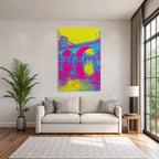 Neon Und Popfarben Digital Art Brücke Über Wasser Vibrante Farben Surreales Design