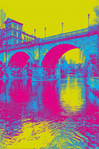 Neon Und Popfarben Digital Art Brücke Über Wasser Vibrante Farben Surreales Design | Neon und Popfarben | Farbenwelten