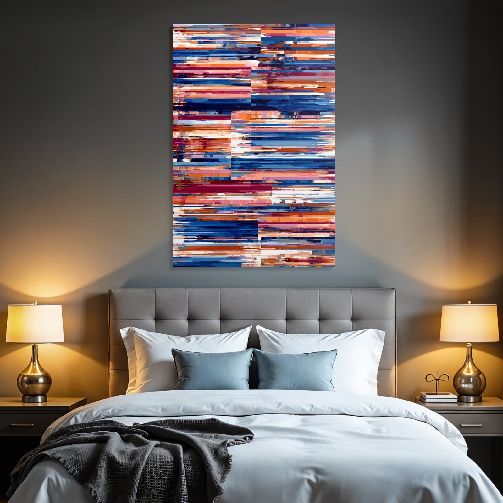Neon and Pop Colors Dynamic Abstract Artwork Brush Stroke Pattern Blue Orange Pink