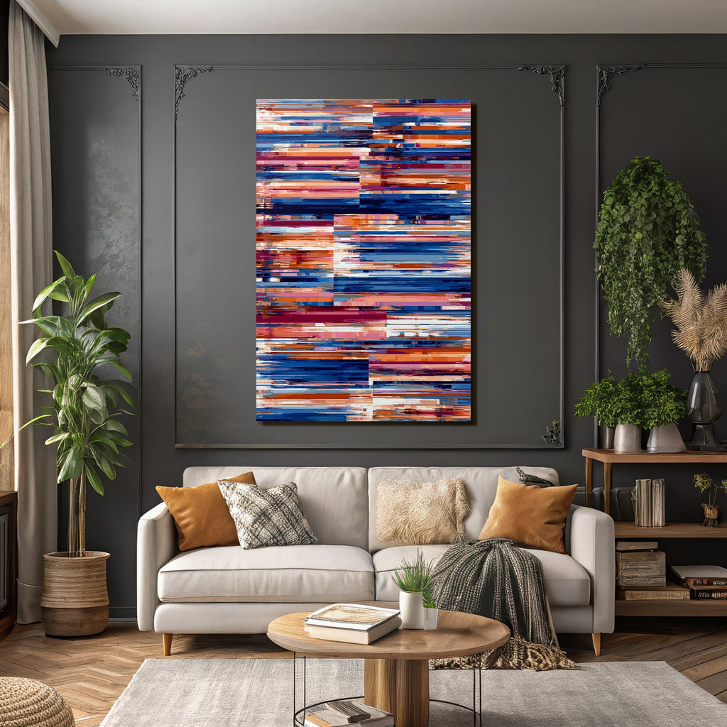 Neon and Pop Colors Dynamic Abstract Artwork Brush Stroke Pattern Blue Orange Pink