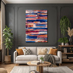 Neon and Pop Colors Dynamic Abstract Artwork Brush Stroke Pattern Blue Orange Pink
