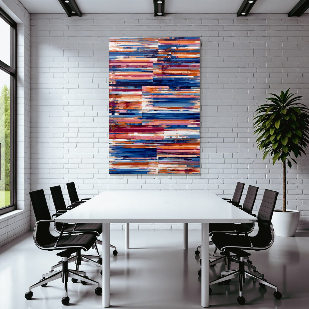 Neon and Pop Colors Dynamic Abstract Artwork Brush Stroke Pattern Blue Orange Pink