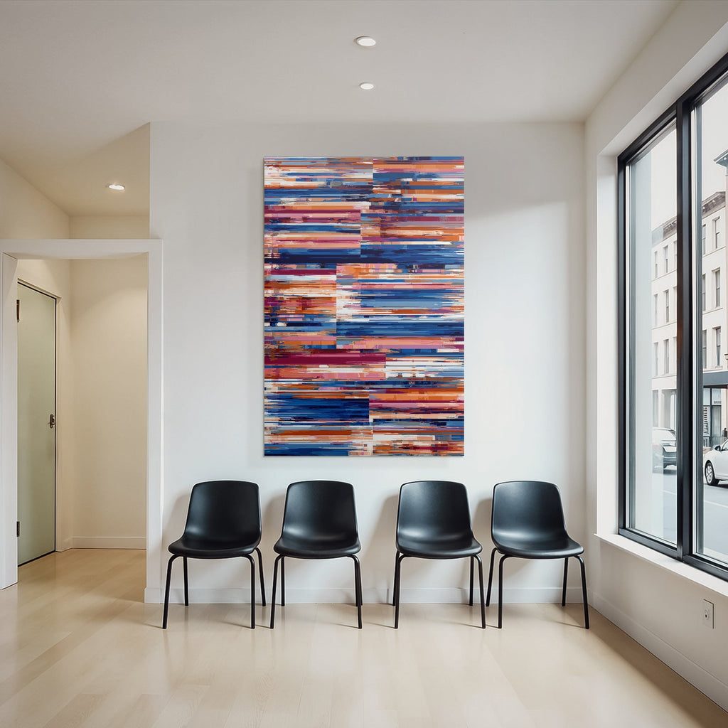 Neon and Pop Colors Dynamic Abstract Artwork Brush Stroke Pattern Blue Orange Pink
